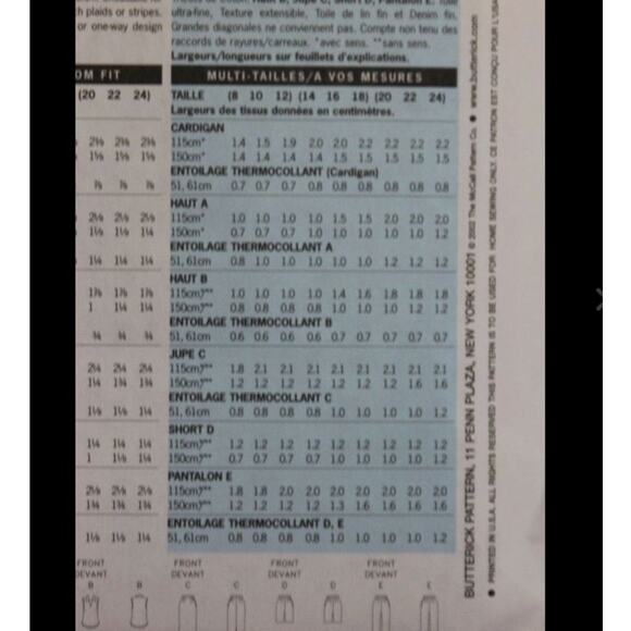 Butterick 3461 Sewing Pattern Jacket Skirt Top Size 8 10 12 - Picture 8 of 8